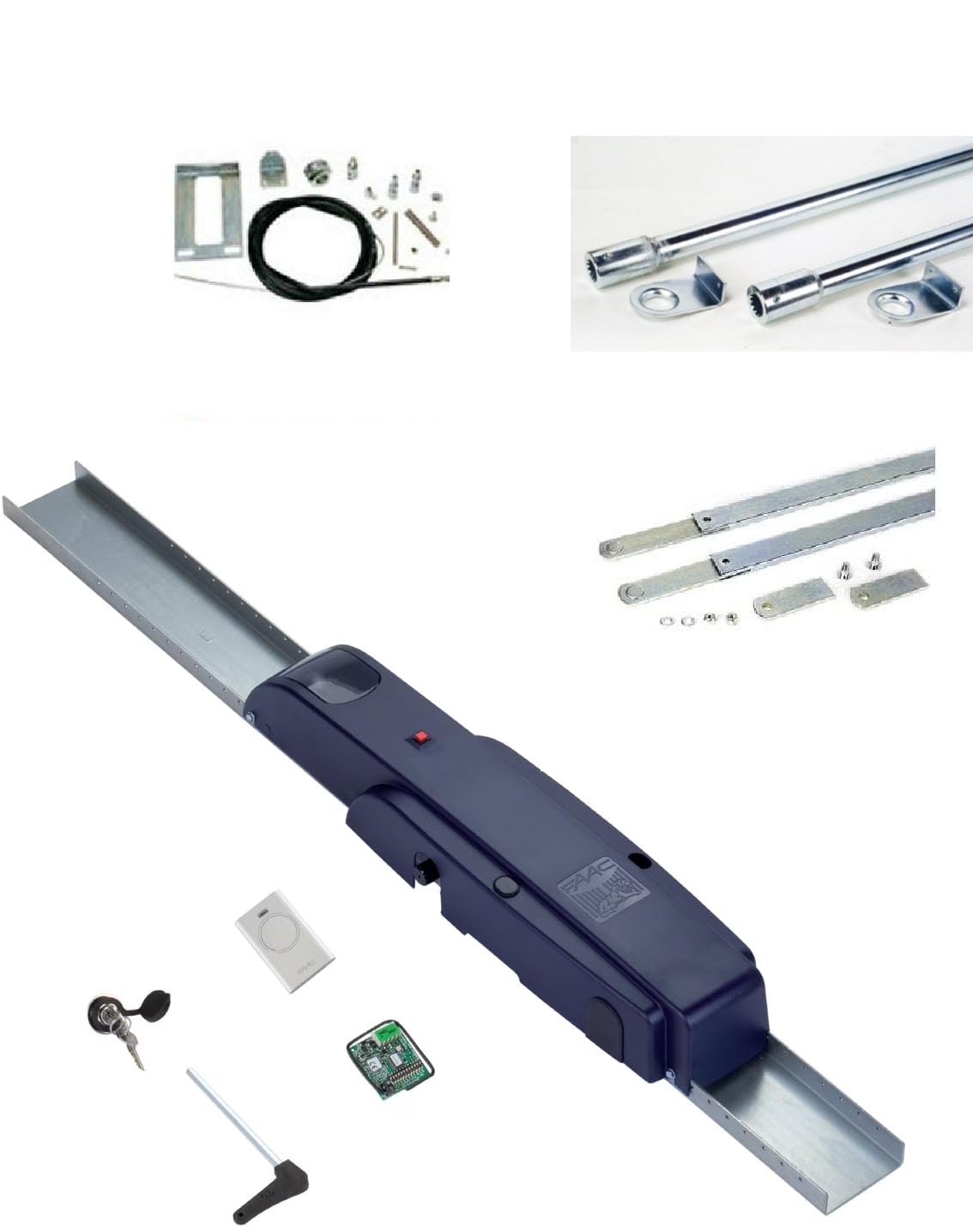 ECI ELETTROFORNITURE SOLID KIT AUTOMAZIONE 230V GARAGE PORTE BASCULANTI LARG MAX 2,7 M PESO MAX 10 KG/MQ ATTUATORE 550 BRACCI DRITTI 10561644 + 390563 + 736023 COPPIA TUBI TRASMISSIONE + KIT SBLOCCO