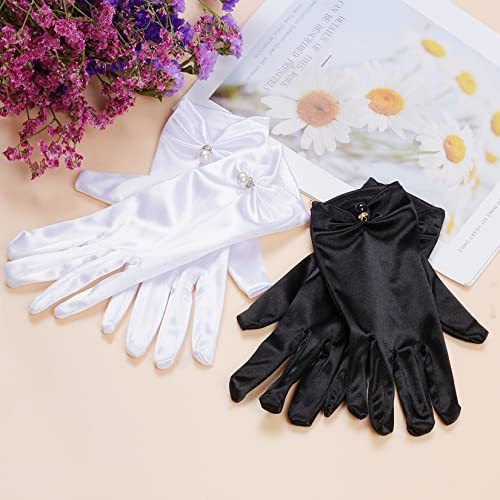 Obmwang 2 Pairs Women'S Short Satin Gloves Women'S Gown Gloves Opera Wedding Banquet Dress Gloves For Wedding Party Costume thumb #6