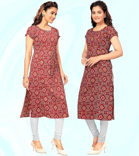 Image of RITIJYA Maternitywear Poly Viscose Straight Feeding Kurtis for Women with Zip | Maternity Dress for Nursing & Pregnancy (9091 38,Jazzy Maroon)