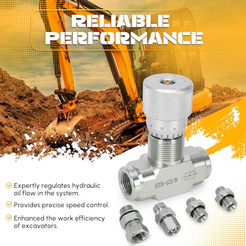 Image of STB-G3 /8 3 /8 inch L08 Hydraulic Flow Control Valve Compatible with 1-2 Ton Mini Excavator, Bidirectional Restrictor Valve 5 Pcs