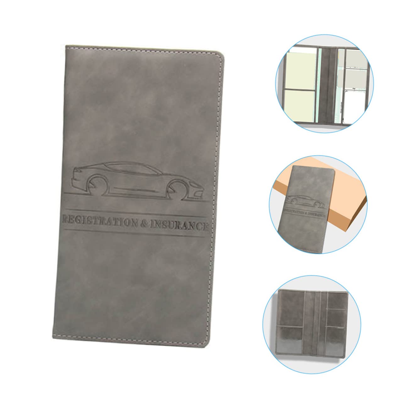 Healeved 3 Pièces Documents Automobile PU Étui pour Immatriculation et Assurance Organisateur de Cartes et Élégant Pochette Multifonctionnelle pour Cartes de Crédit pour Conducteurs