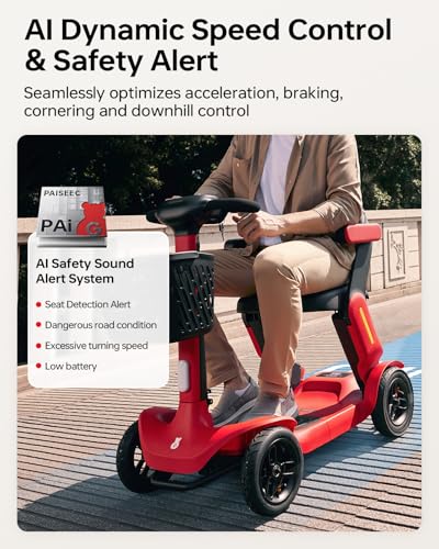 Image of PAISEEC S3 Mobility Scooters for Seniors, 25 /40 Miles Long Range, 2-Step Folding Mobility Scooter for Adults, 300 lbs Capacity, AI Speed Control, All Terrain Mobility Scooter