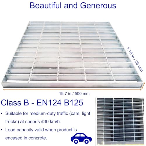 Image of Galvanized Steel Drain Grate, Driveway Channel Cover 20x20 in