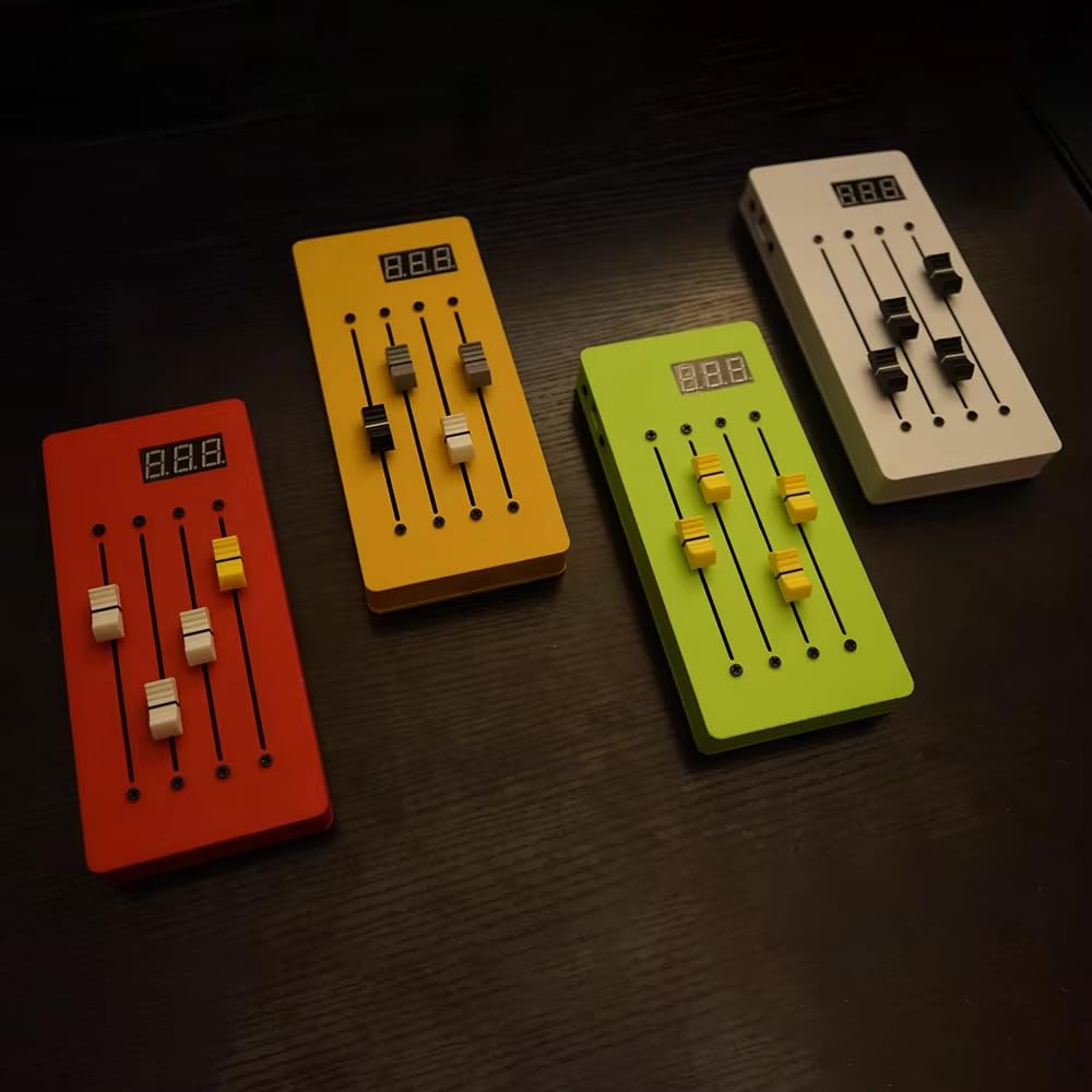 Toplionace Digitaler CC Controller mit Display – 4-Spur-MIDI-Controller mit langen Fadern für DAWs (Weiß)