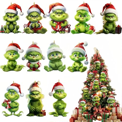 12 Stück Grinch deko weihnachtenanhänger, Grinch...