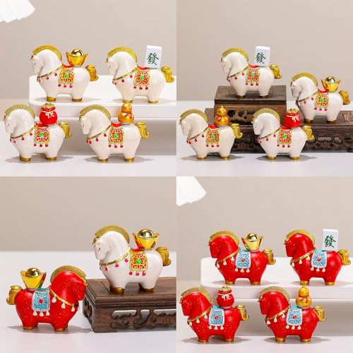 KAQNTUD Festives Chinois Zodiaques Cheval Résines Ornement Dessin Animé Décors De Bureau À Domicile pour du Nouvel an Et Présentoirs De Collection Modèle Miniature De Cheval du Zodiaque Mignon – vue 2
