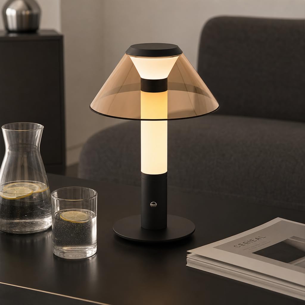 Tischlampe 1800mAh Batterie ohne Kabel LED Modern Dimmbar (Schwarz) | Akku Tischleuchte Touch USB Aufladbar Nachttischlampe 3 Farbtemperatur für Schlafzimmer Esstisch Camping Metall+Acryl