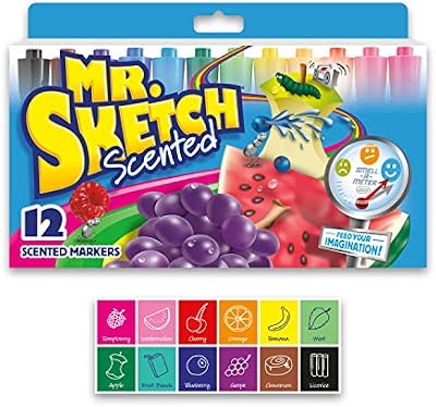 Mr. Sketch Scented Markers, Chisel Tip, Assorted Colors, 12 Count - Fun for Kids, Coloring, Spark Creativity