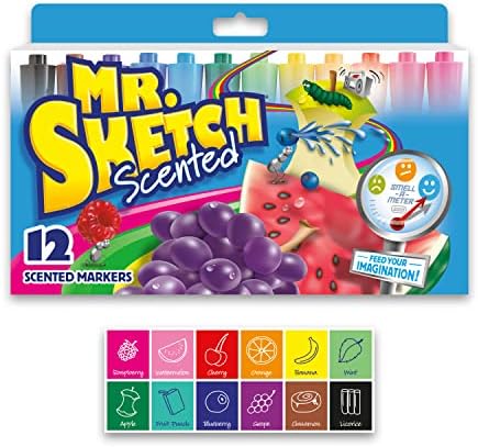 Mr. Sketch Scented Markers, Chisel Tip, Assorted Colors, 12 Count - Fun for Kids, Coloring, Spark Creativity