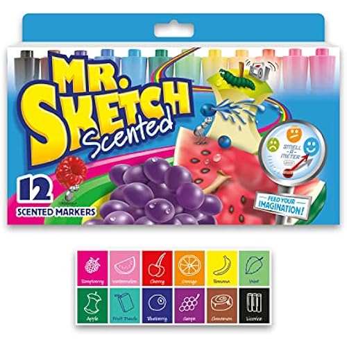 Mr. Sketch Scented Markers, Chisel Tip, Assorted Colors, 12 Count - Fun for Kids, Coloring, Spark Creativity, Arts & Crafts