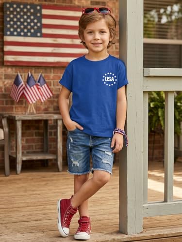 Image of AMWIPE Boys Girls USA Shirt Kids 250 Anniversary USA Shirts American Flag Tshirt 4th of July Outfits Cute Patriotic Top 6-14y