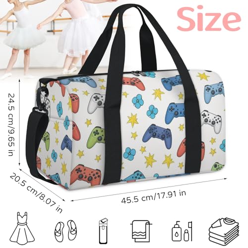 Sports Duffle Bag, Small Gym Bags With Zipper, Ballet Dance Bag for Girls, Workout Soccer Bags for Boys Weekend Overnight Shoulder Carry-On Travel Tote (Game Console)2