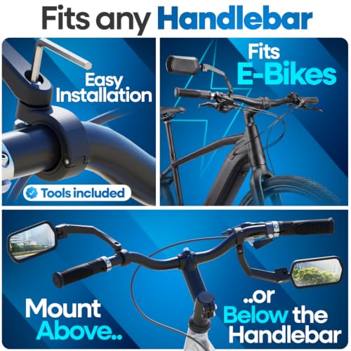 Nextcover Bike Mirror Montura en Manubrio (Izquierdo) – Vidrio HD | Espejo Retrovisor Seguro y Sin Vibraciones para Bicicletas Eléctricas, Montaña y Scooters – Ángulo Amplio para Seguridad miniatura 4