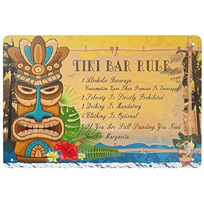 HERYNLRN Retro Tin Signs Vintage Style Tiki Bar Rule Metal Sign Iron Painting for Indoor & Outdoor Home Bar Coffee… 51gEJ8glGzL. SS400