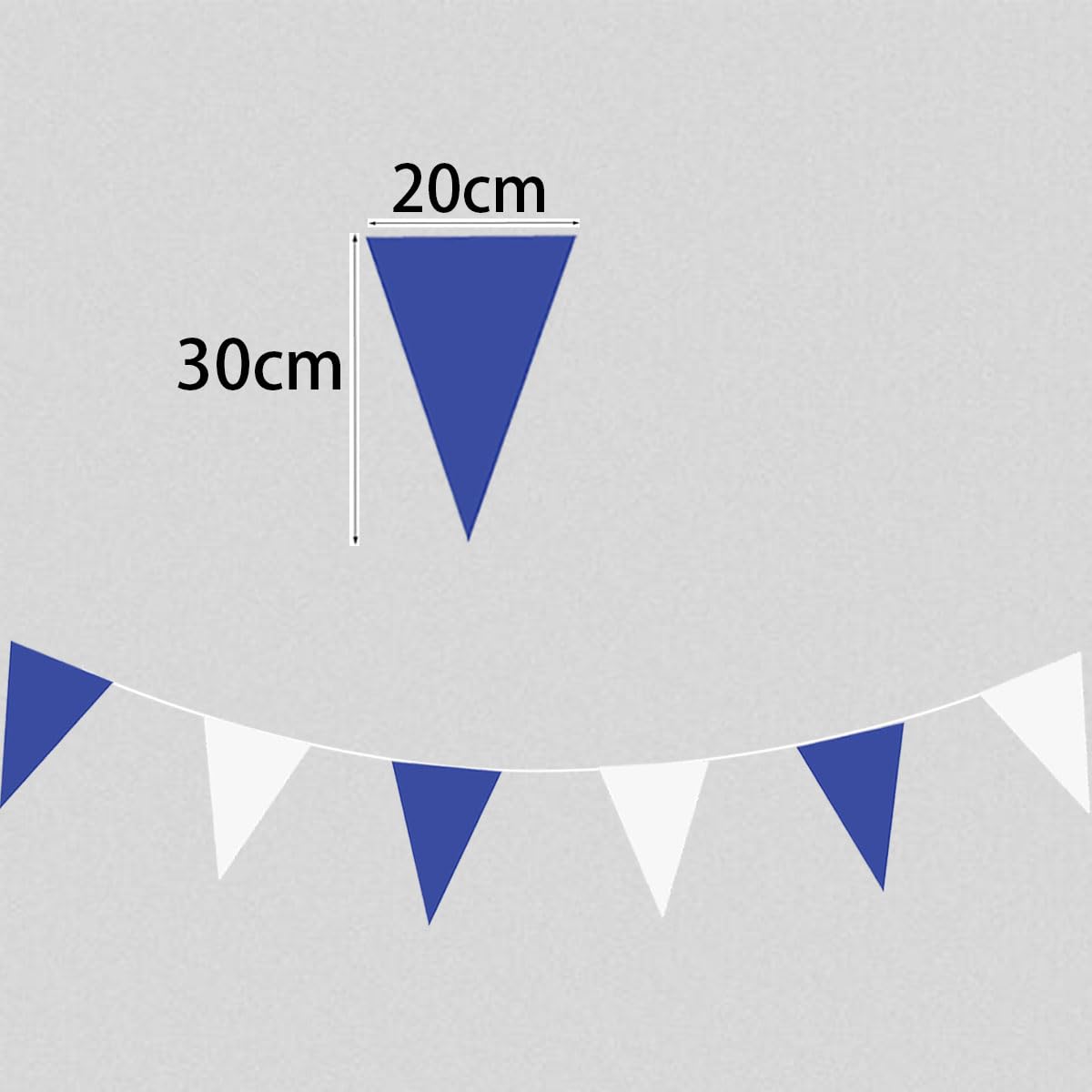 40 metri 39,9 m blu e bianco decorazioni per feste all'aperto impermeabile in plastica PE bandiere triangolari bandierine gagliardetto per compleanno