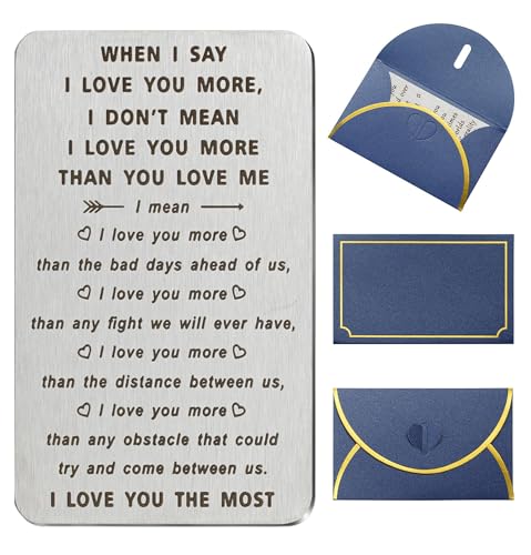 furid Valentines Day Gifts for Him: When I Say I Love You More Wallet Card - Anniversary Cards Gift for Husband Boyfriend