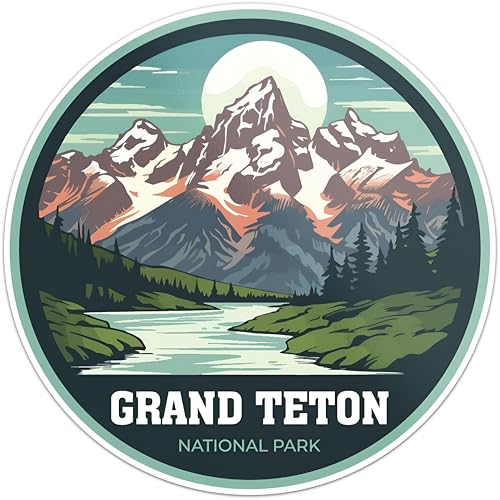 Image of Grand Teton National Park Sticker - Waterproof Decal for Cars Bumpers Laptops Water Bottles & Travel Gear