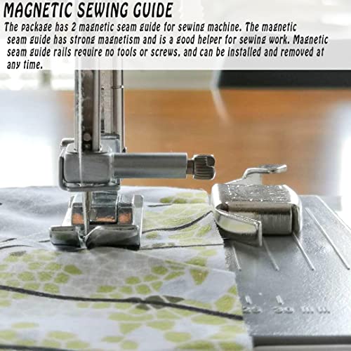 3 Pack Magnetic Seam Guide + 1 Seam Allowance Ruler, Straight Line Hems Sewing Ruler and 2 Types Perforated Seam Gauge from 1/8 to 2 Inch for Quilts, Apparel and Caps