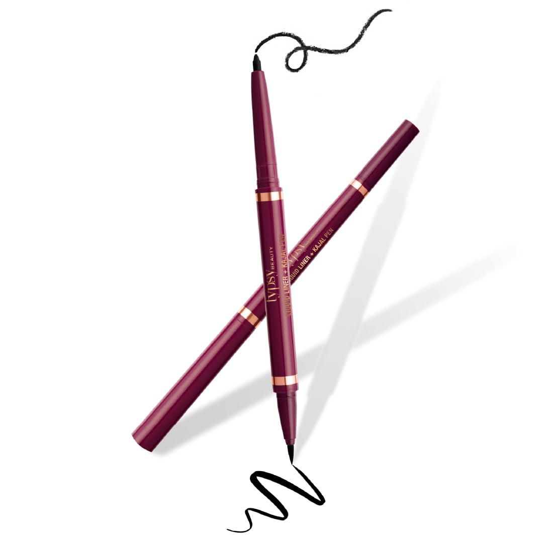 Typsy Beauty Double Shot Kajal + Eyeliner Pen 24hr Wear, Intense Black I Double-Sided Dual Liner Fine Precision Tip Waterproof & Smudge Proof I 0.35 +0.2 g-image-12