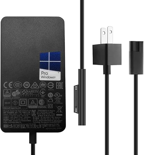 Cargador Pro 44W 15V 2.58A Fuente de alimentación compatible con Microsoft Surface Pro 6 Pro 5 Compatible con cable de alimentación modelo 1796 1800