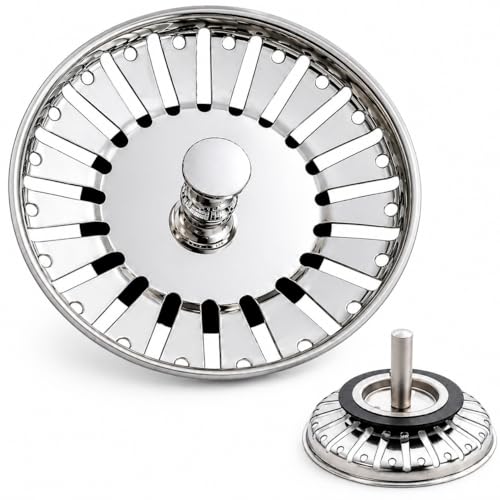 OcioDual Tapón Colador para Desagüe de Fregadero Diametro 83 mm Acero INOX Filtro de desechos Cesta de Drenaje para Fregaderos