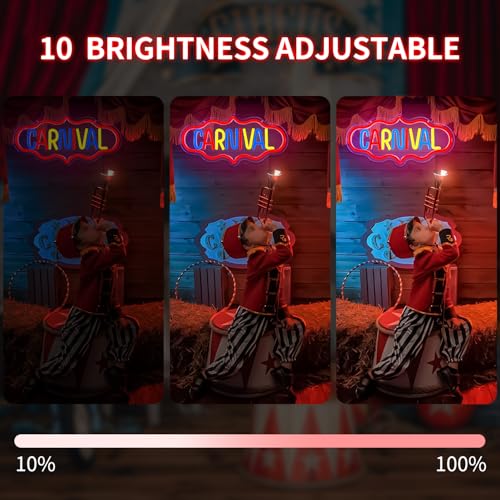 Image of Carnival Neon Sign Carnival Signs Dimmable Carnival Party Neon Light Sign Circus Carnival Theme Party Decorations Led Wall Decor for Birthday