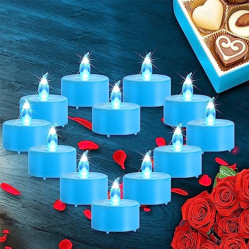 Nancia LED Tea Lights Battery Operated Flameless Candles 50Pack Blue