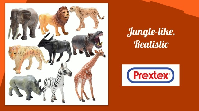 Prextex Realistic Safari Animal Figurines - 9 Large Plastic