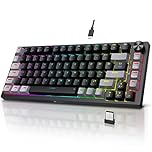 KOORUI Gaming Keyboards, 26 RGB Backlit Mechanical Keyboard Wireless/Wired Compatible Bluetooth 82 Keys Rechargeable 4000mAh Battery UK Layout with Red Switch Gamer Keyboards for Windows MacOS Linux