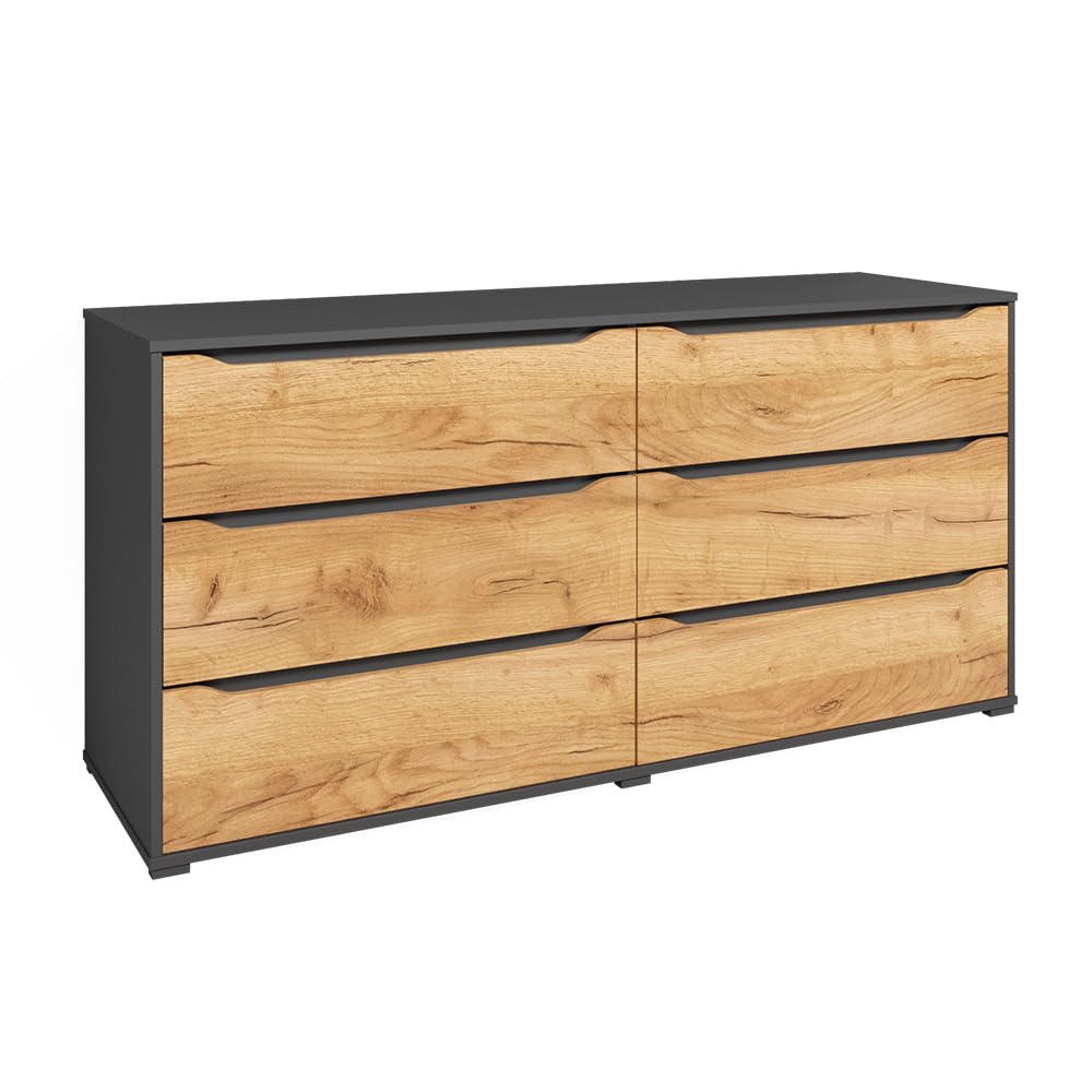 Vicco Credenza Ruben, Rovere dorato, 48 x 77.6 cm con cassetti, per riporre abiti e oggetti di uso quotidiano