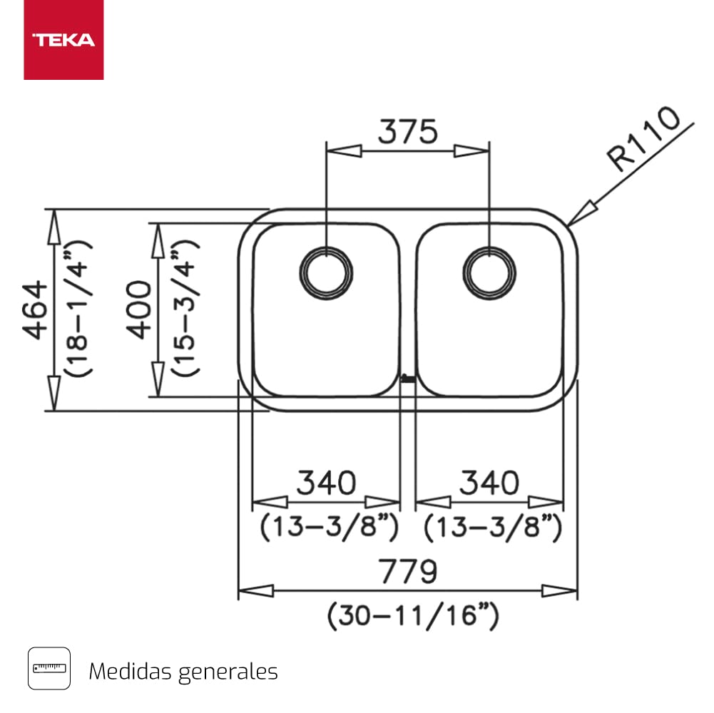 TEKA Fregadero Encastrado 1 Cubeta con Escurridor Izquierda, Acero Inoxidable Pulido, Profundidad 170 mm, Mueble 45 cm, Válvula Manual con Canasta y Sifón, Universe 45 T-XP 1C 1E