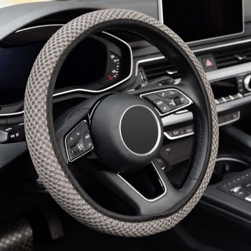 Image of KAFEEK Elastic Stretch Steering Wheel Cover, Universal 15 Inch, Grey
