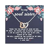 BLEOUK Soul Sister Necklace With Card Best Friend Birthday Gift For Friend Gift For Soul Sister Friendship Jewelry (Thank you for being my ride or die)