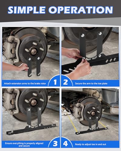 Image of Wheel Alignment Tool Plates, Toe Alignment Plates w /Two 5m Heavy Duty Tape Measures, Automotive Front End Alignment Tool, Fits Low-Profile Vehicles, Black