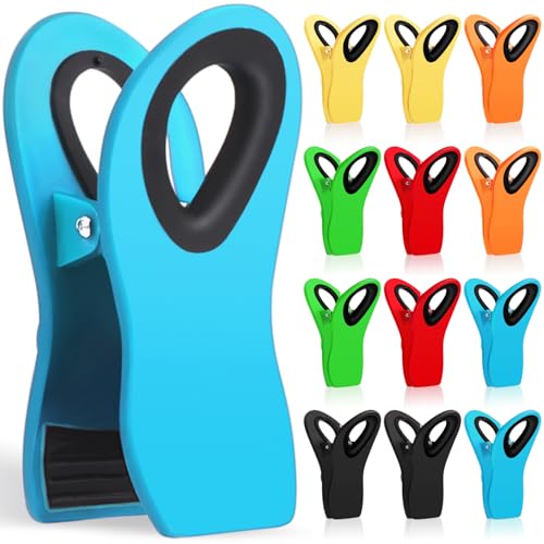 12 Pack Chip Clips Bag Clips, Magnetic Bag Clip for Food Storage Heavy Duty, Plastic Food Clip for Chips, Snack, Kitchen, Refrigerator, Garden, Sewing, Fabric, Clothes Pins