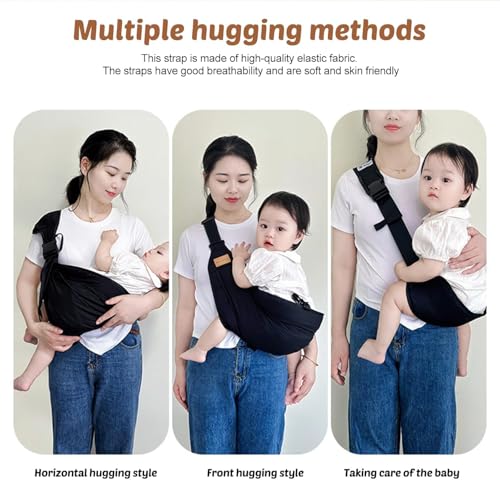 Tyafzzn Babytragetuch, Babytrage Seitlich, Hüfttrage für Neugeborene Kleinkinder, Leichte Babytrage Neugeborene ab Geburt, Multifunktionale Tragegurt Baby für Babys von 0 bis 36 Monaten (Schwarz)