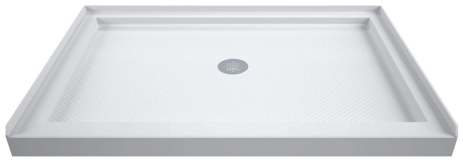 DreamLine SlimLine 34 in. D x 48 in. W x 2 3/4 in. H Center Drain Single Threshold Shower Base in White, DLT-1134480