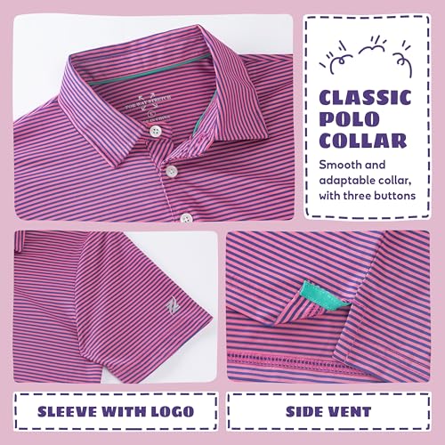 Image of Boys Polo Shirts Short Sleeve Striped Performance Moisture Wicking Dry Fit Golf Shirts for Boys Youth Kids
