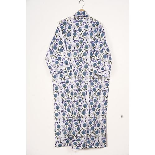 Image of Pure 100% Cotton Robe For Womens Bathrobe Dressing Gown Long sleepwear Free Size Kimono