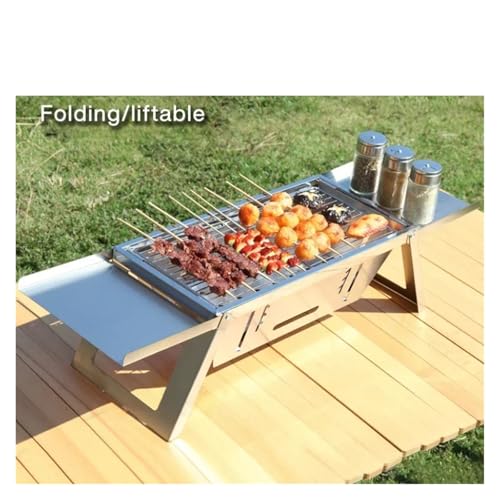 Poêle à barbecue en acier inoxydable portable et support pliant - 5