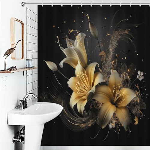 Fleur rideau de douche tissus imperméable lavable pour salle de bain - 6