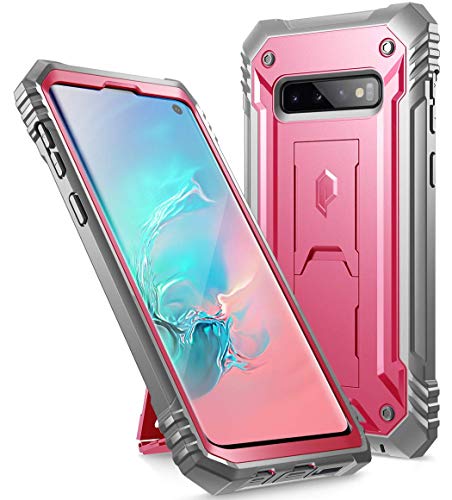 Flash Deals - 50% OFF Poetic Galaxy S10 Rugged Case with Kickstand, Heavy Duty Military Grade Full Body Cover, Without Built-in-Screen Protector, Revolution Series, for Samsung Galaxy S10 6.1 Inch (2019), Pink