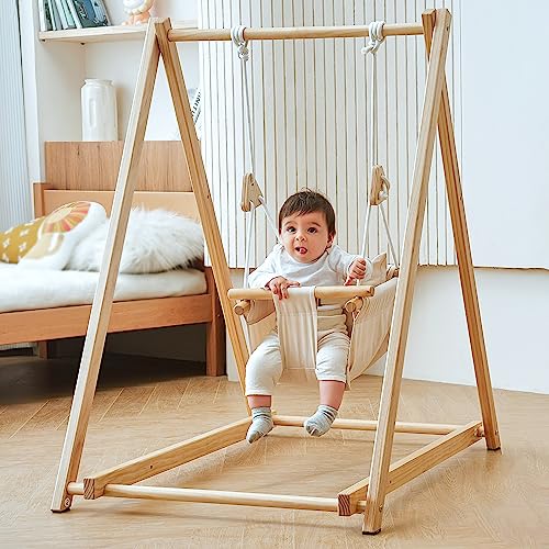 Avenlur Spruce Baby and Toddler Foldable Swing Set with Stand - Premium Montessori, Waldorf Style...