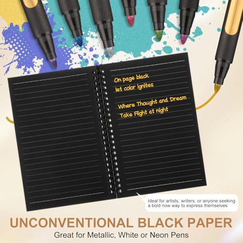 Image of Yahenda 2 Pcs Spiral Notebooks,1 Subject,Wide Ruled, Black Inner Pages