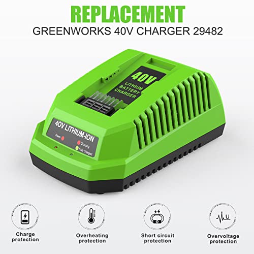 Antrobut 40V 6.5Ah 29472 29462 Battery Replacement For 40V Greenworks Battery And Charger 29482 Compatible With Greenworks 40V Lithium-Ion Battery 29252 20202 22262 40V G-Max Battery #TOP4
