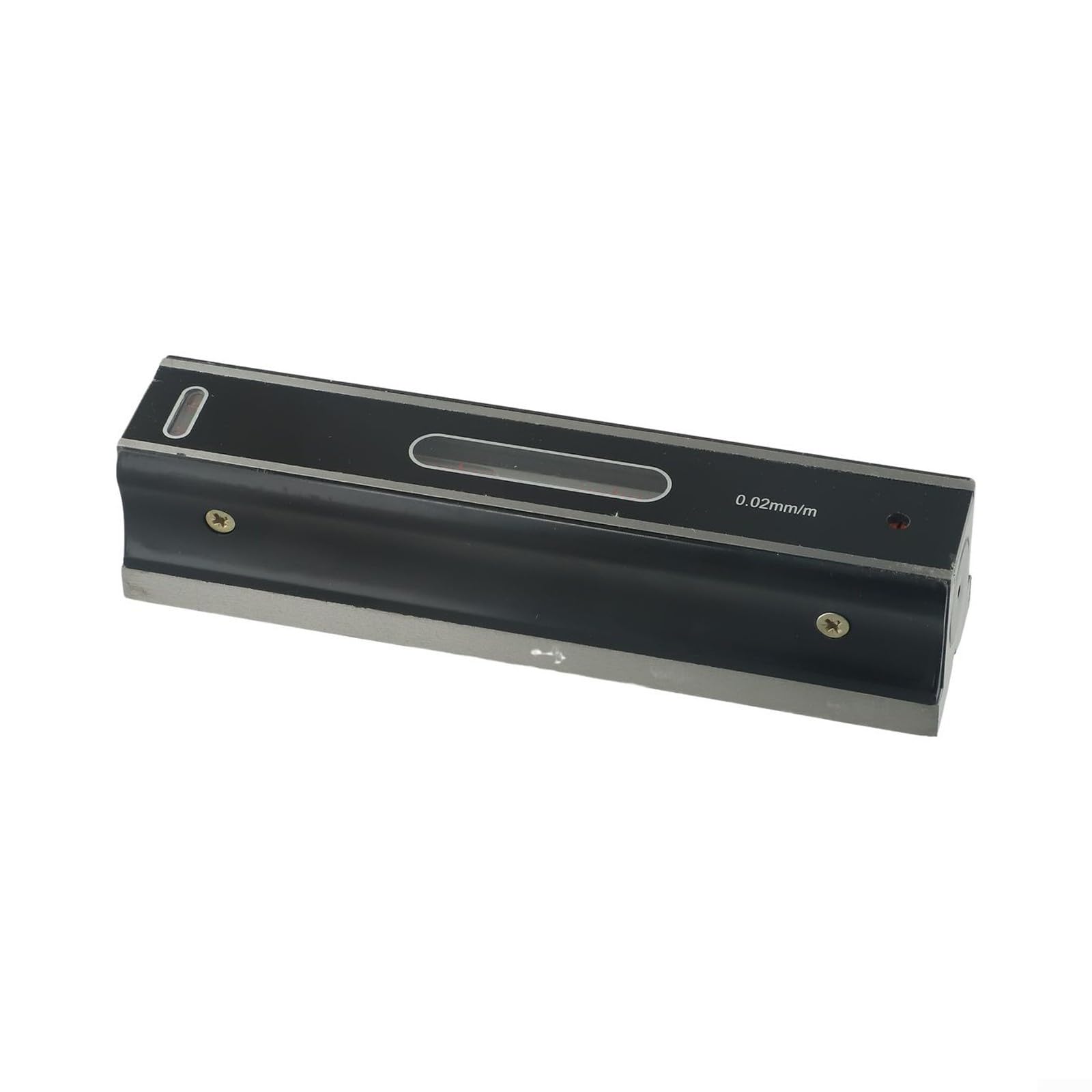 Nivel de maquinista tipo barra de acero con base de ranura en V, sensibilidad de 0.02 mm para configuración de máquina de ingeniero, herramienta de grado industrial en caja de madera (200 mm)