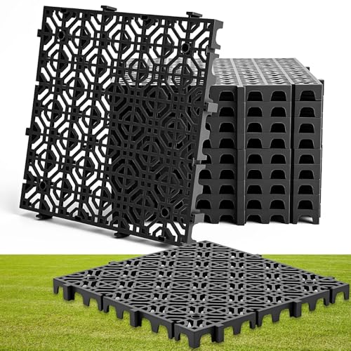 Image of 10 Pcs Ground Protection Mats, Interlocking Black 15.7 x 15.7 in