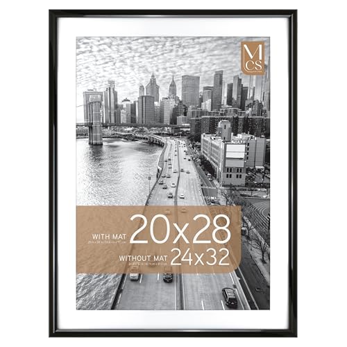 Image of MCS Trendsetter Poster Frame With Mat Option, 24x32 Matted to 20x28, Black | Trendsetter Poster Frame For Photos, 24x32 Inch, Displays 20x28 Inch Matted Or 24x32 Unmatted, Black, 1-Pack