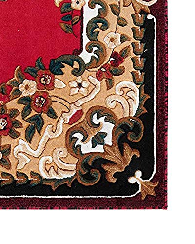 Image of Beautiful Floral Design Silk Touch Rectangular Carpet For Living Room Bedroom And Home With 1 Inch Thickness - 5 X 7 Feet (150 X 200 Cm) Red Colour.