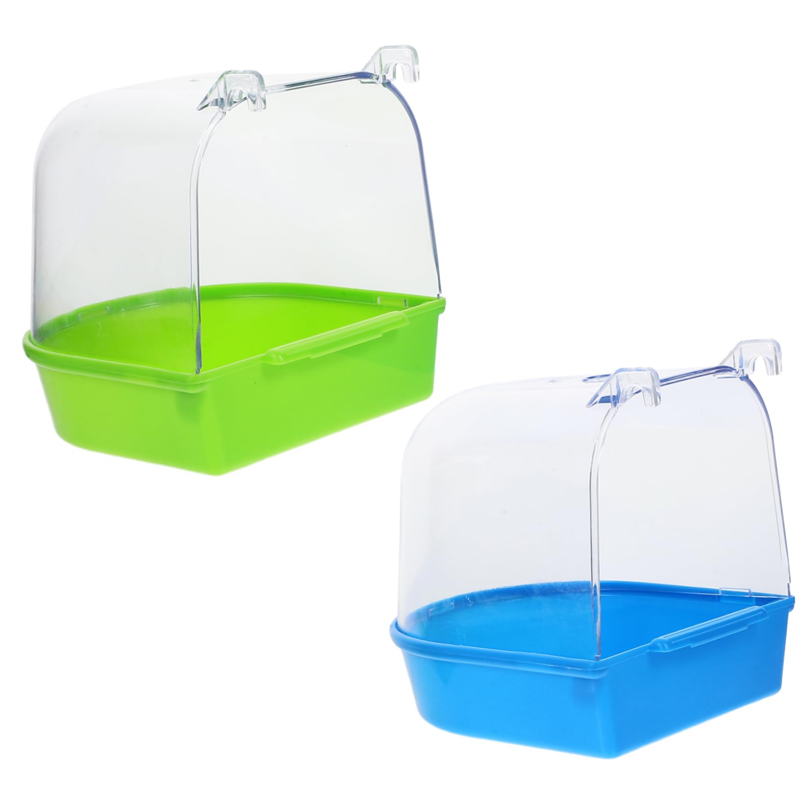 GALPADA 2Pcs Creative Parrot Bathing Basin Pet Shower Pot for Birds Half Transparent Detachable Design for Relief and Increased Activity